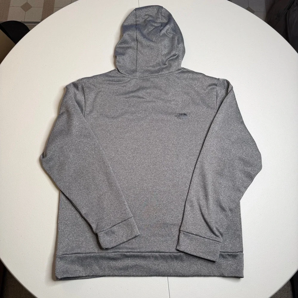 The North Face Mens Large Heather Grey Logo Performance Hoodie Sweatshirt